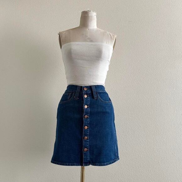 Madewell denim dark wash button-up mini skirt - Picture 1 of 6